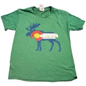 🫎 Winter Park, CO Green Moose Graphic Kids T-Shirt